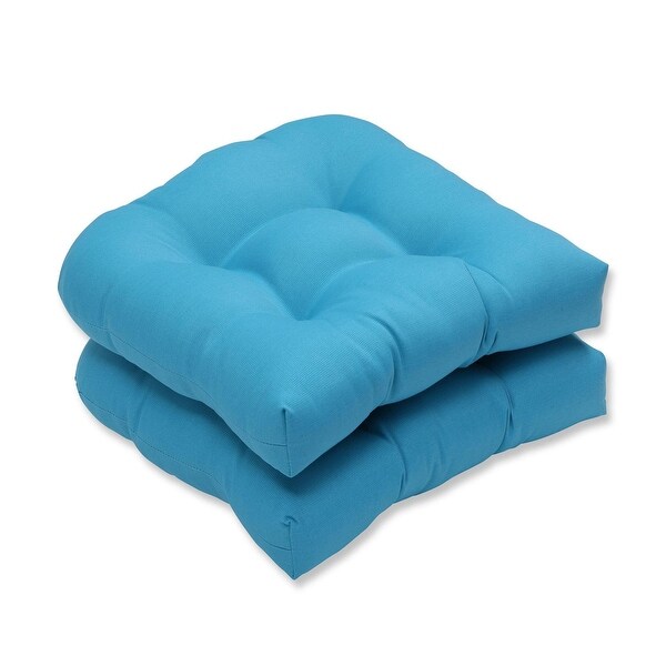 Set of 2 Blue UV/Fade Resistant Outdoor Patio Seat Cushion with Ties 19